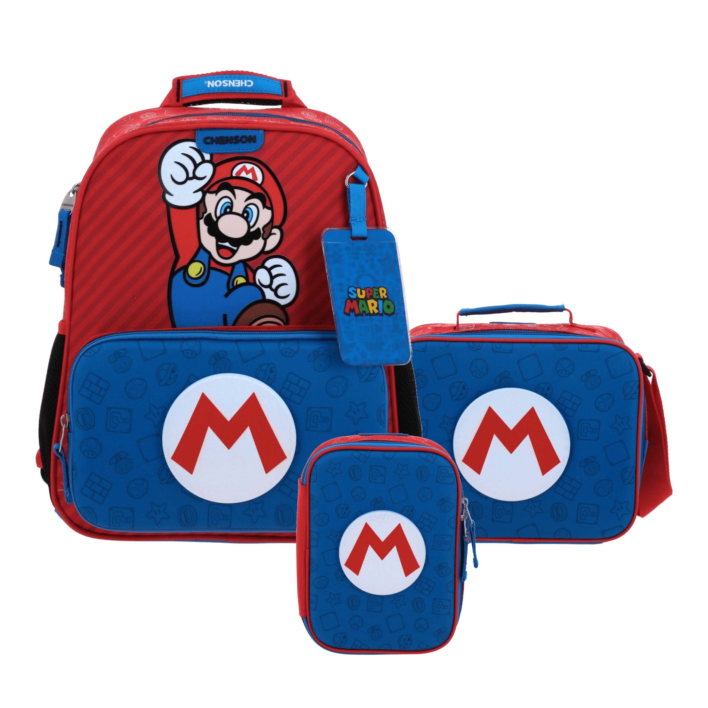 Kit Escolar Mario Bros by Chenson Mochila + Lonchera + Lapicera Azul Infantil, modelo MB71108-9-KC3