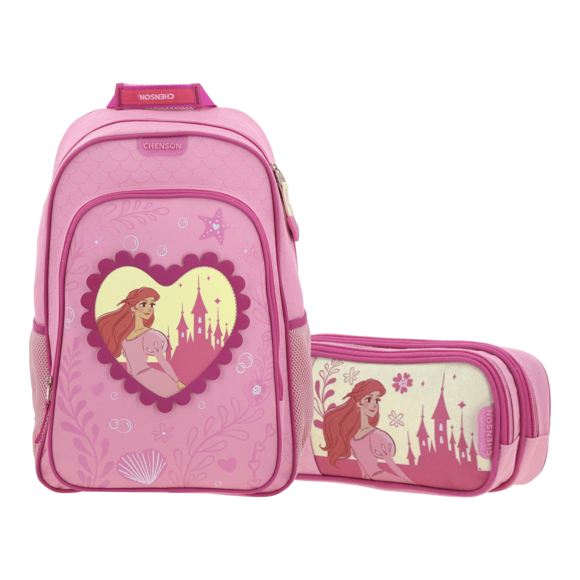 Kit Escolar Ariel La Sirenita by Chenson (Mochila + Lapicera) Rosa Infantil, modelo PR70192-P-KC2A