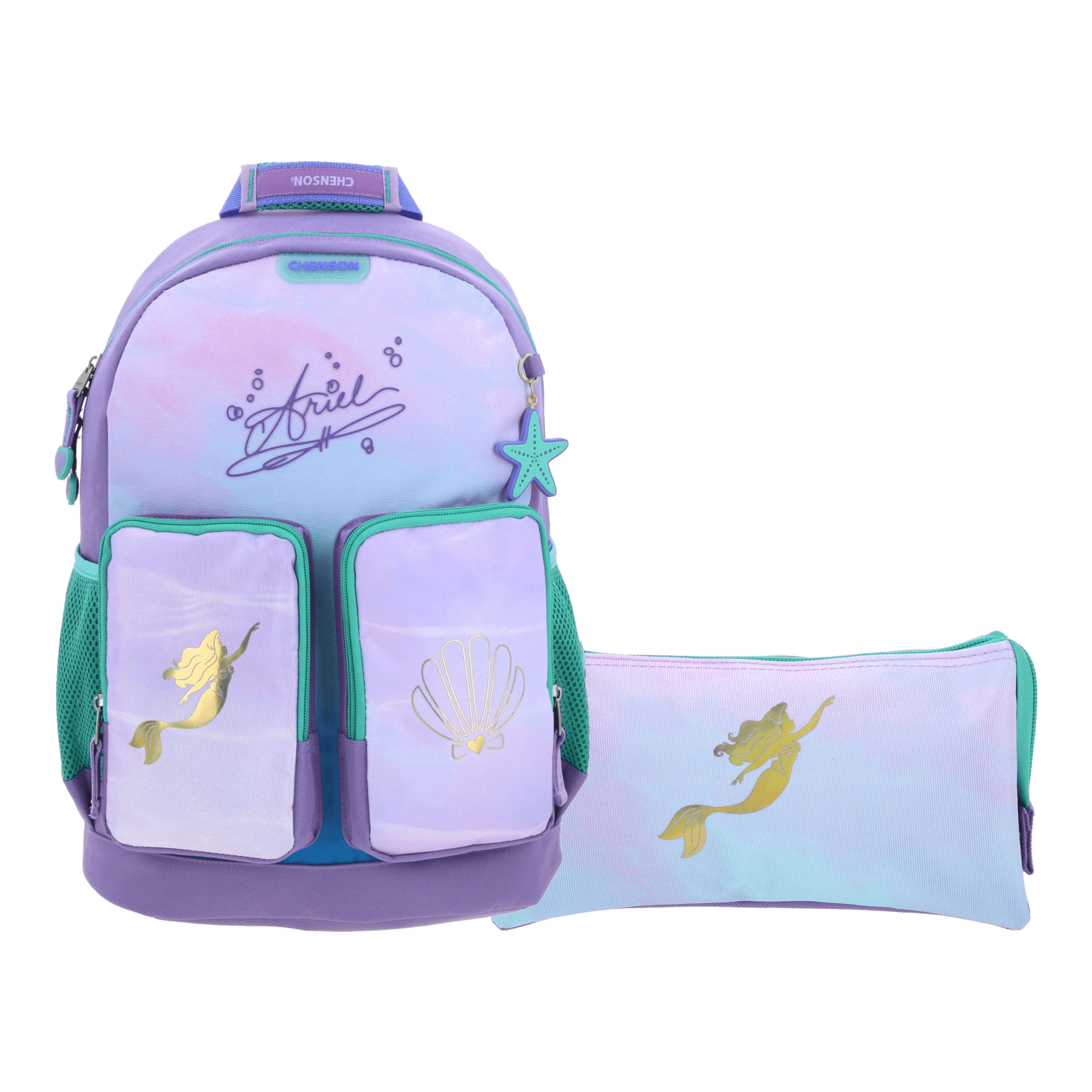 Kit Escolar Ariel La Sirenita by Chenson Mochila + Lapicera Violeta Infantil - Modelo PR70266, modelo PR70266-V-KC2A