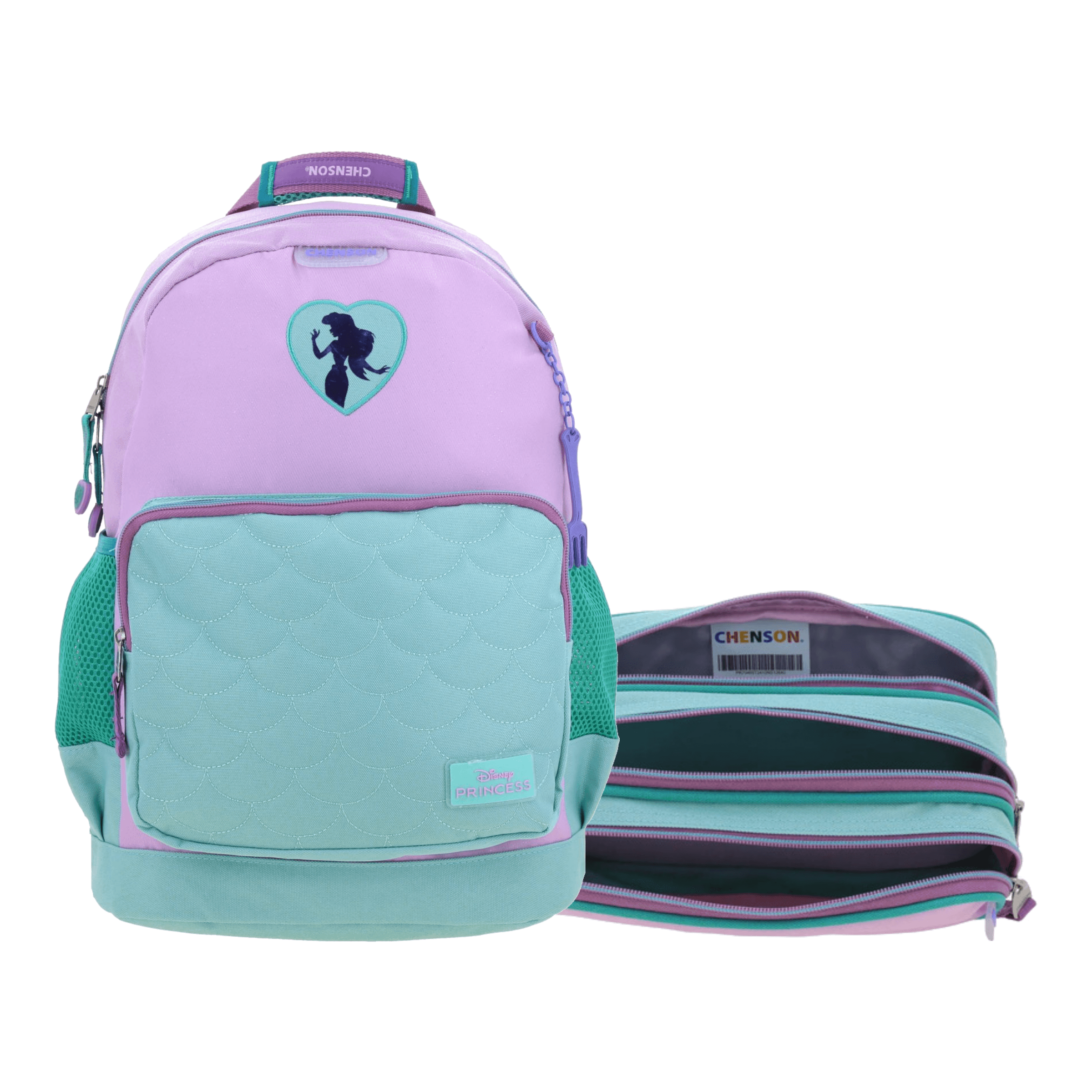 Kit Escolar Ariel La Sirenita by Chenson (Mochila + Lapicera) Turquesa - Modelo PR70463, modelo PR70463-T-KC2A