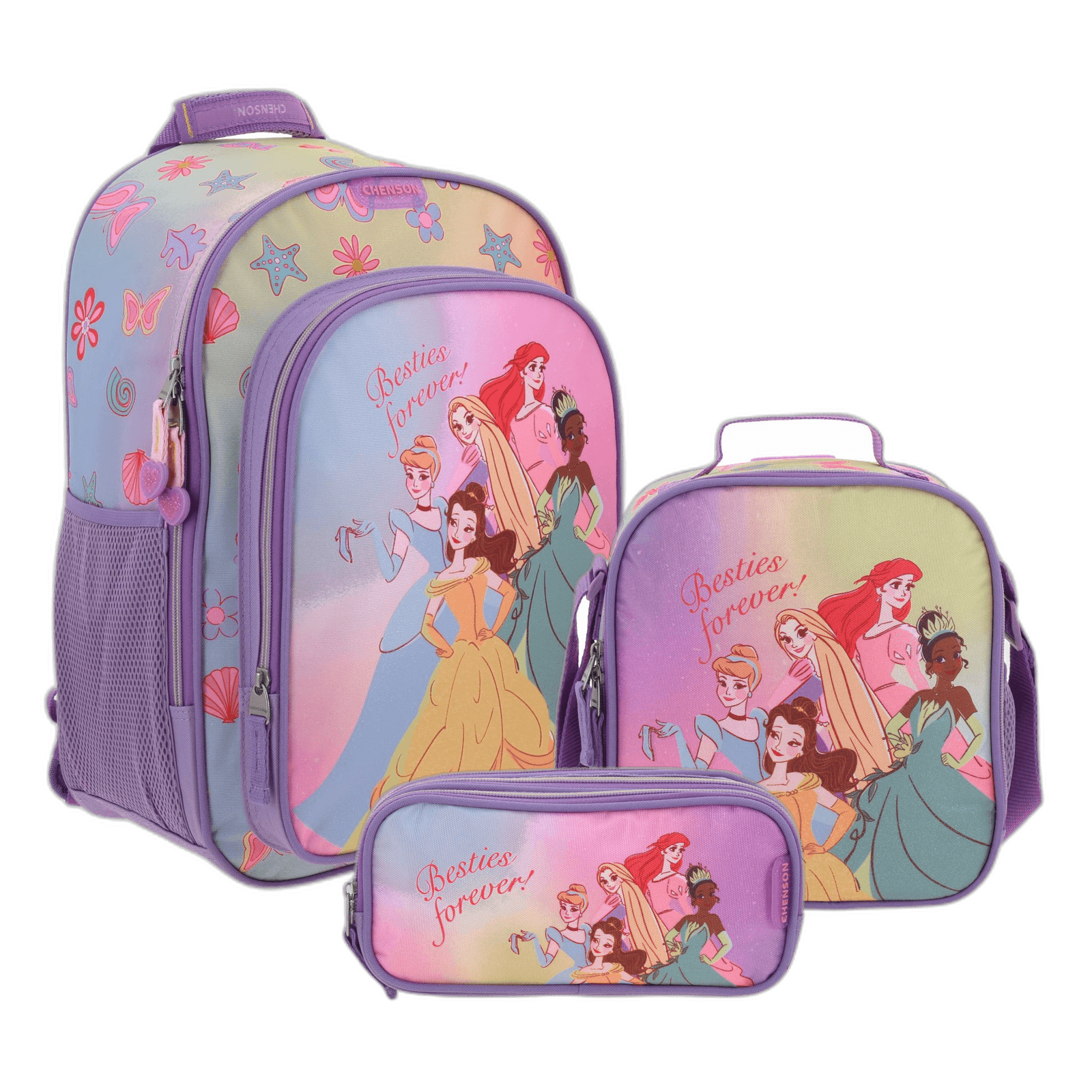 Kit Escolar Princesas Disney by Chenson (Mochila + Lonchera + Lapicera) infantil, modelo PR70554-KC3