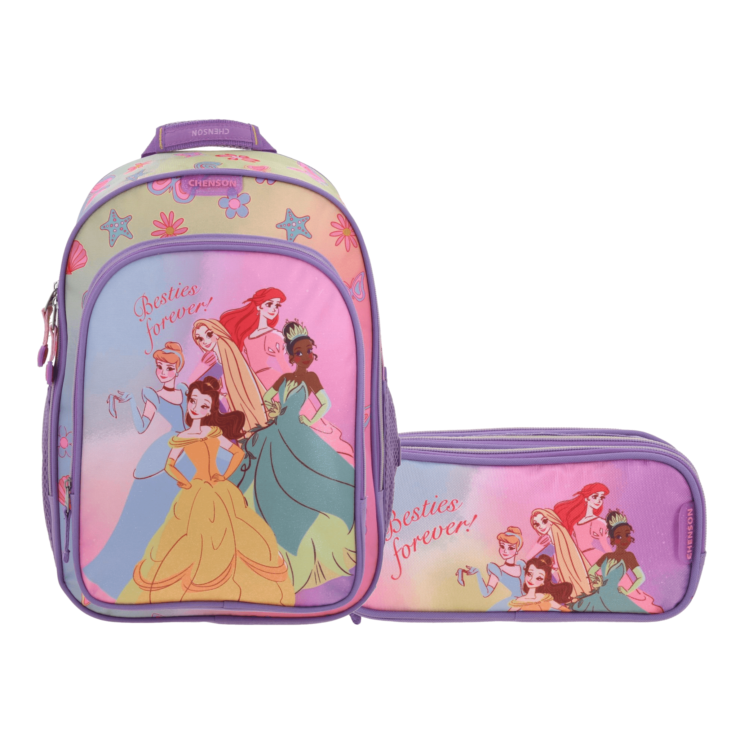 Kit Escolar Princesas Disney by Chenson (Mochila + Lapicera) Violeta Infantil, modelo PR70554-V-KC2A