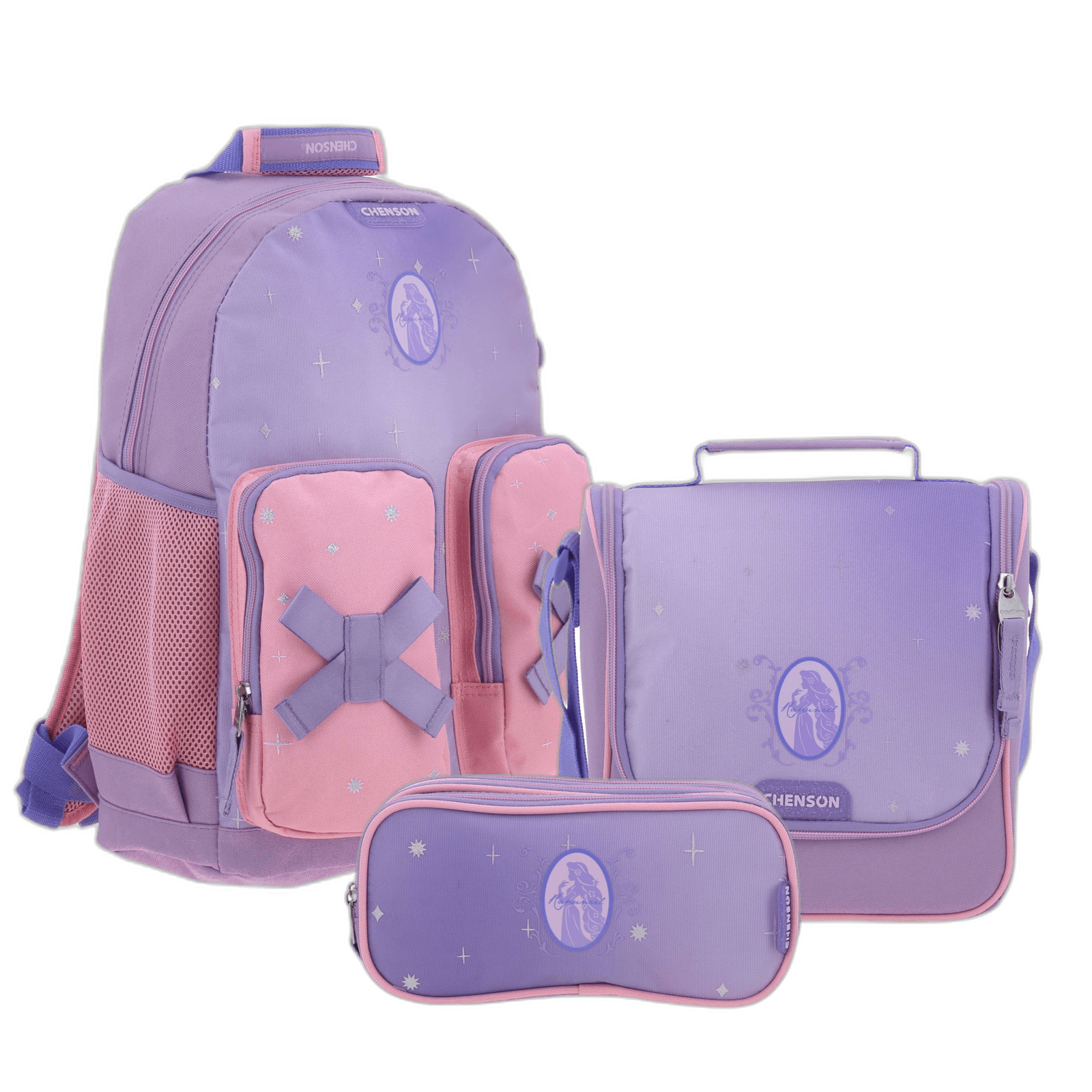 Kit Escolar Princesa Rapunzel by Chenson (Mochila + Lonchera + Lapicera) infantil, modelo PR70631-KC3