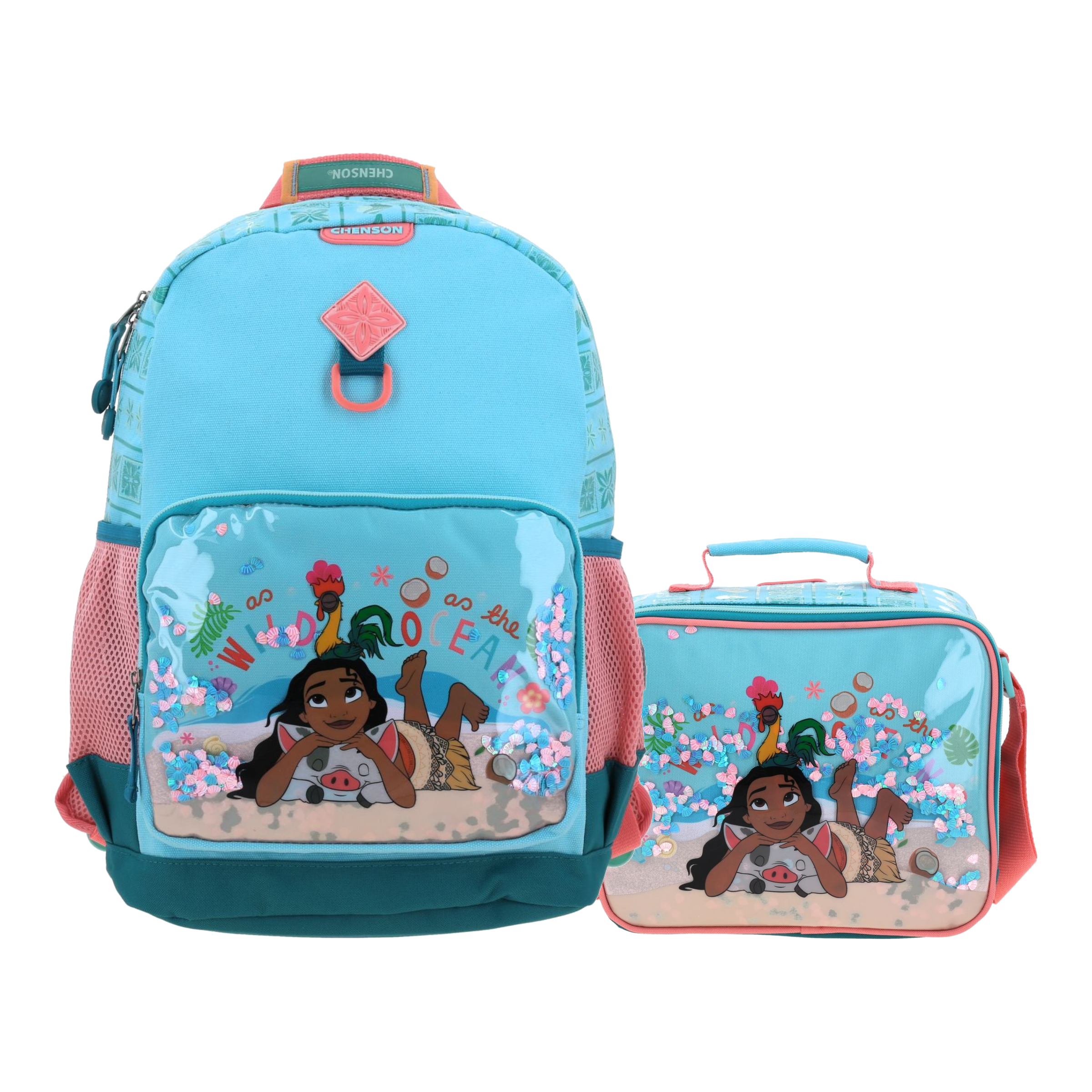 Kit Escolar Princesa Moana by Chenson (Mochila + Lonchera) Turquesa Infantil - Modelo PR70833, modelo PR70833-T-KC2O