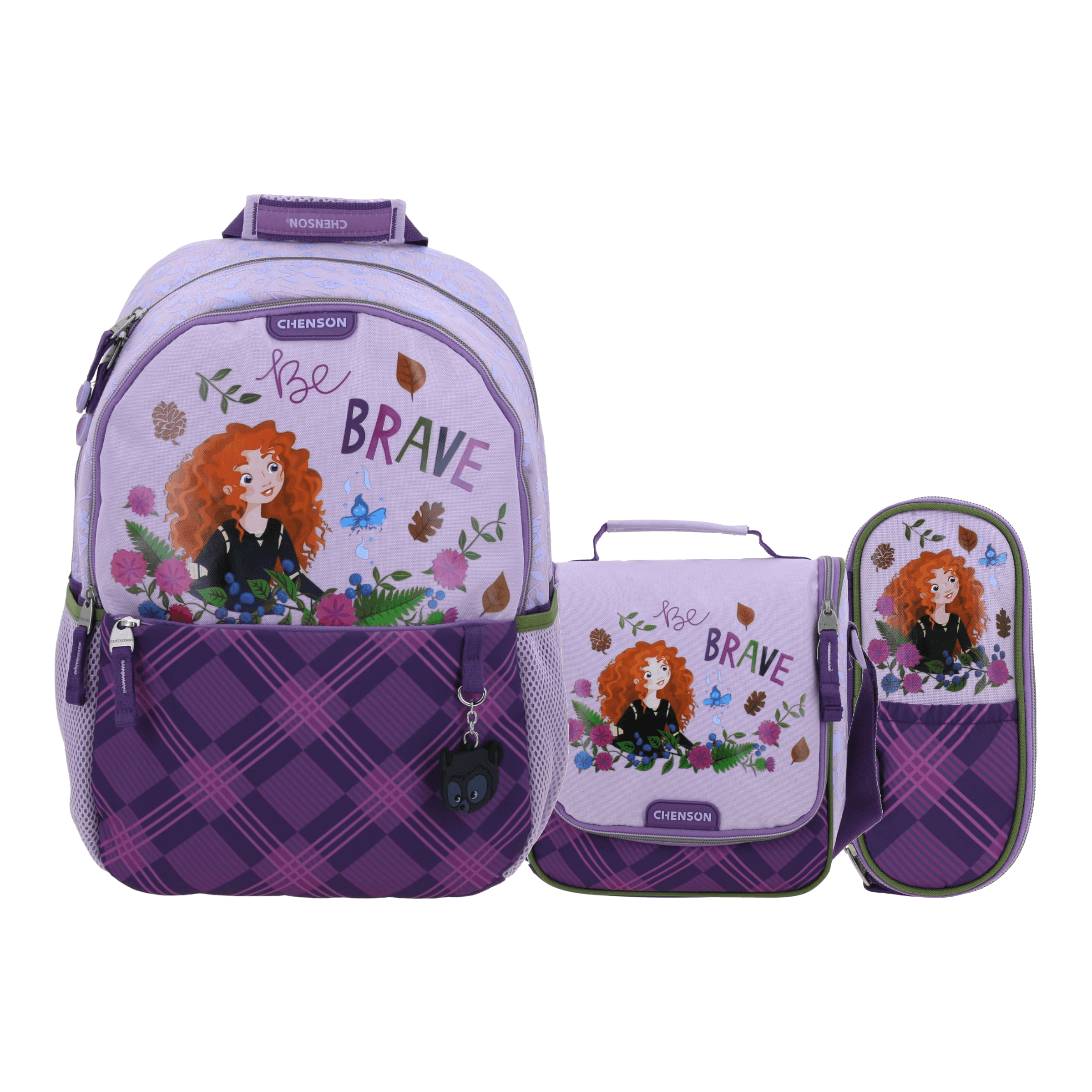 Kit Escolar Princesa Mérida by Chenson (Mochila + Lonchera + Lapicera) Uva Infantil, modelo PR70903-U-KC3