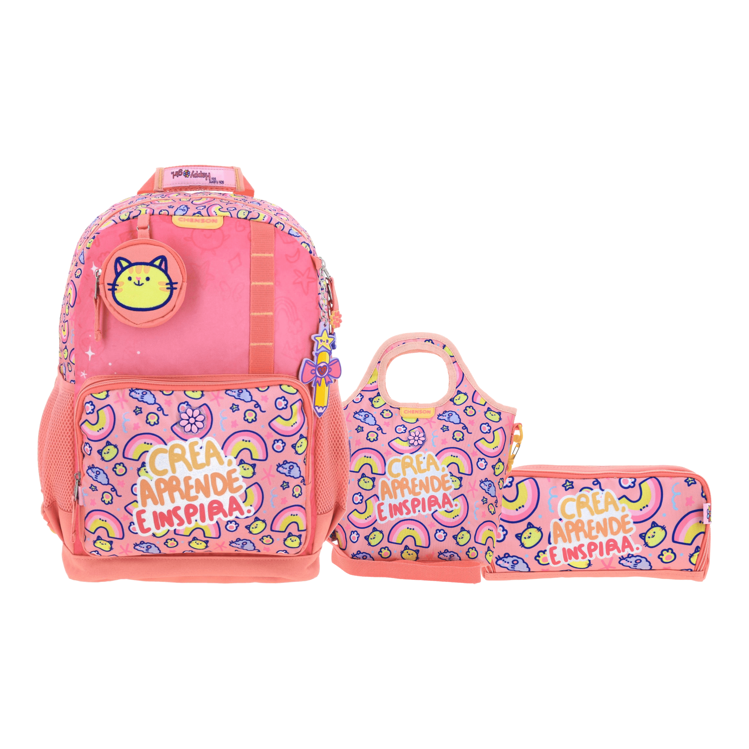 Kit Escolar Vania Bachur by Chenson (Mochila + Lonchera + Lapicera) Naranja Infantil, modelo VB70811-O-KC3