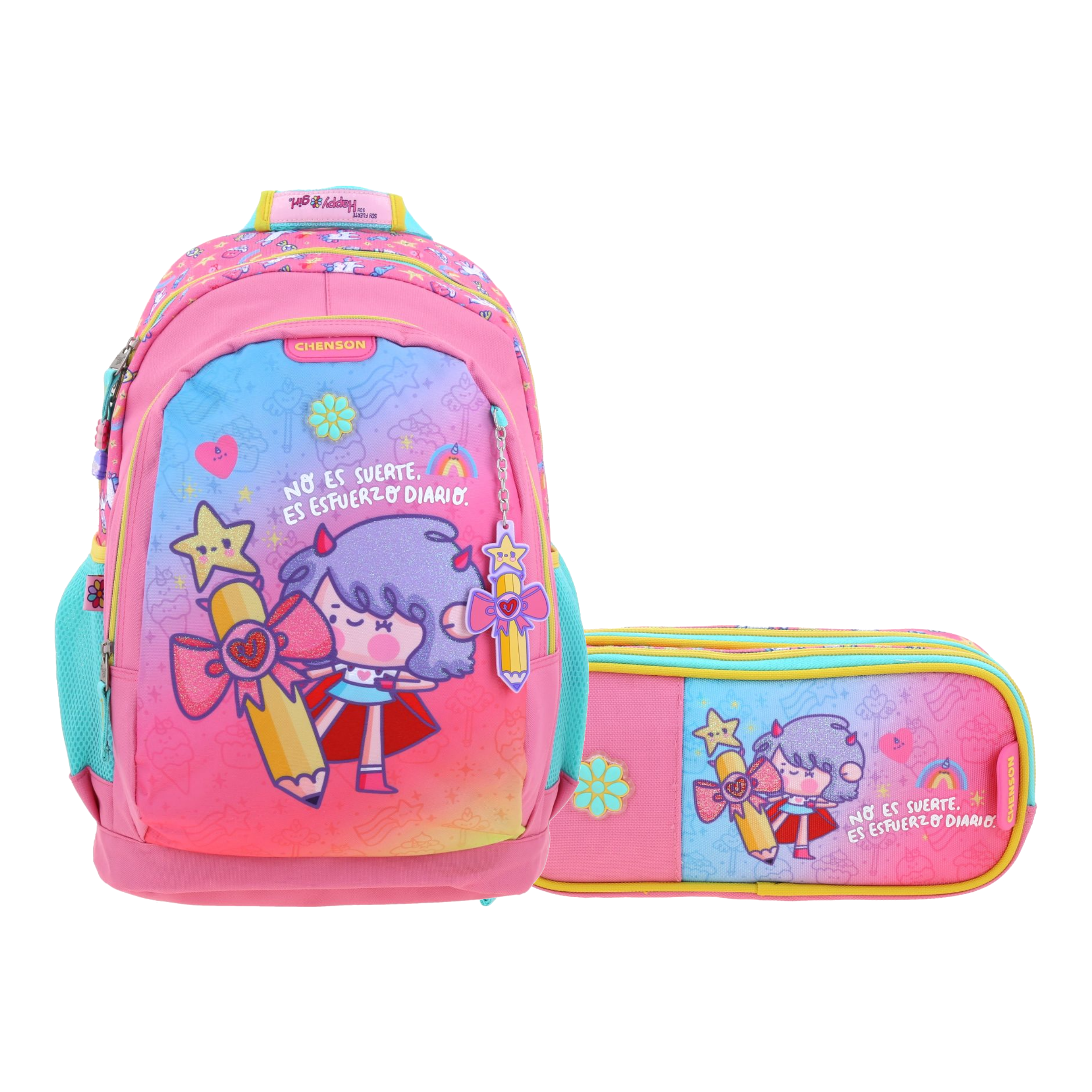 Kit Escolar Vania Bachur by Chenson (Mochila + Lapicera) Rosa Infantil, modelo VB71092-P-KC2A