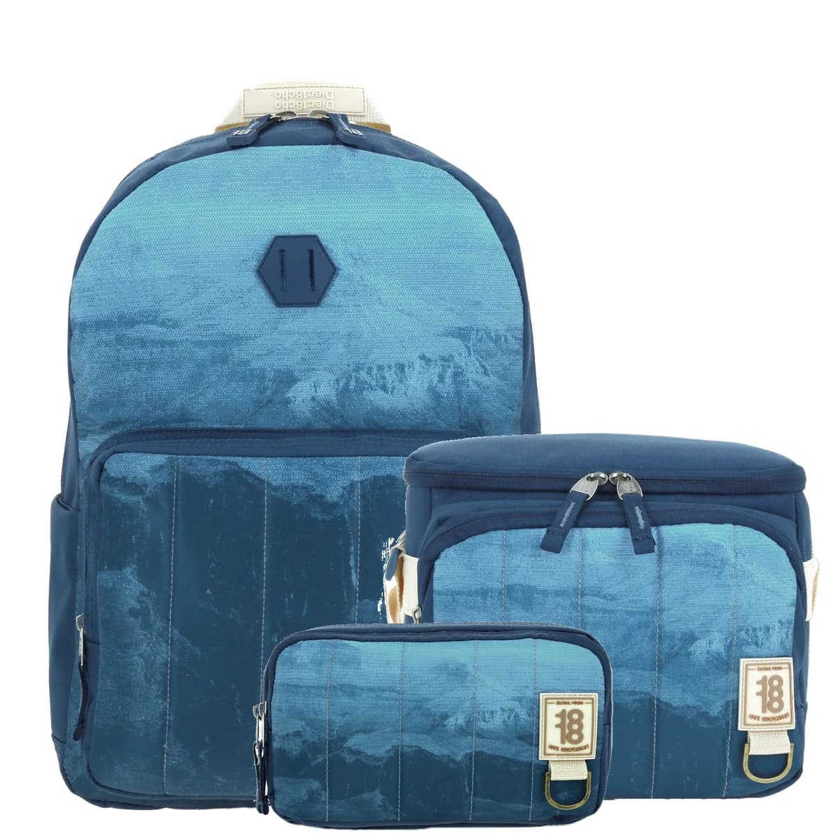 Kit Escolar 1818 by Chenson Azul (Mochila + Lonchera + Lapicera) Juvenil - Modelo 1866199, modelo 1866199-KC3