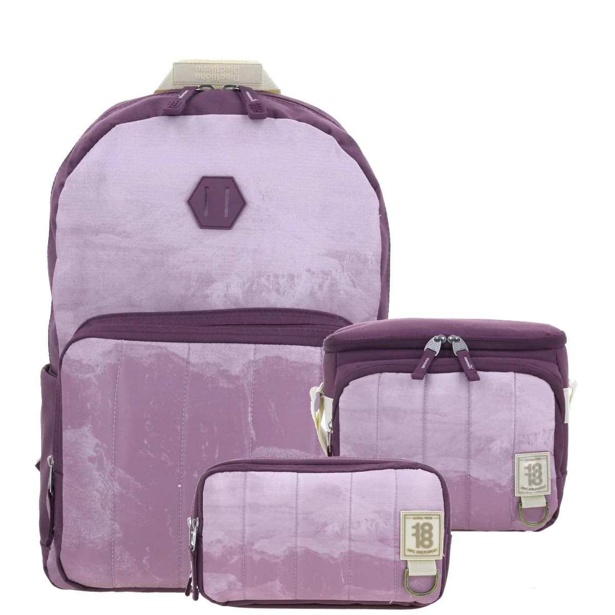 Kit Escolar 1818 by Chenson Lila (Mochila + Lonchera + Lapicera) Juvenil, modelo 1866199P-KC3
