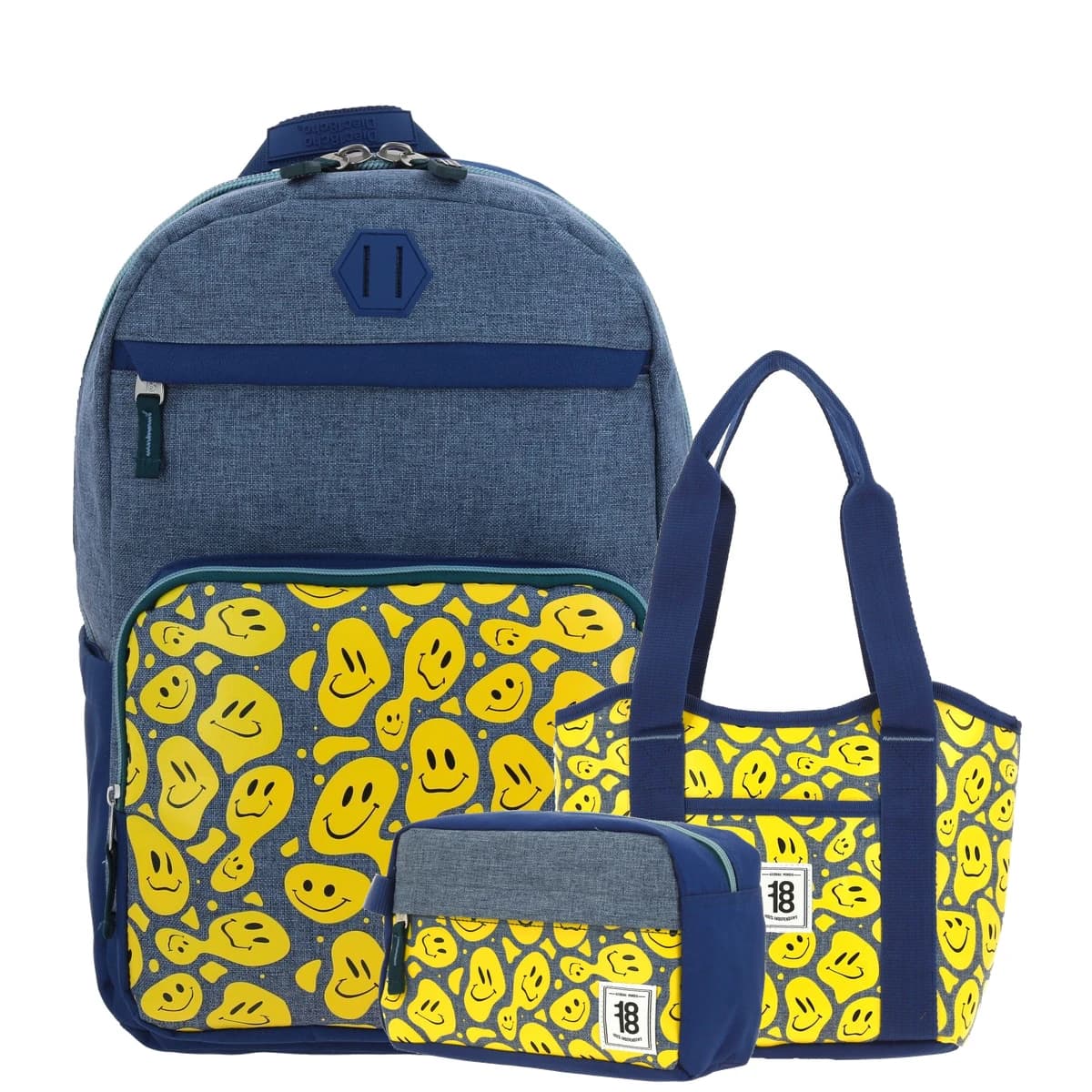Kit Escolar 1818 by Chenson Azul (Mochila + Lonchera + Lapicera) Juvenil - Modelo 1866365, modelo 1866365-KC3