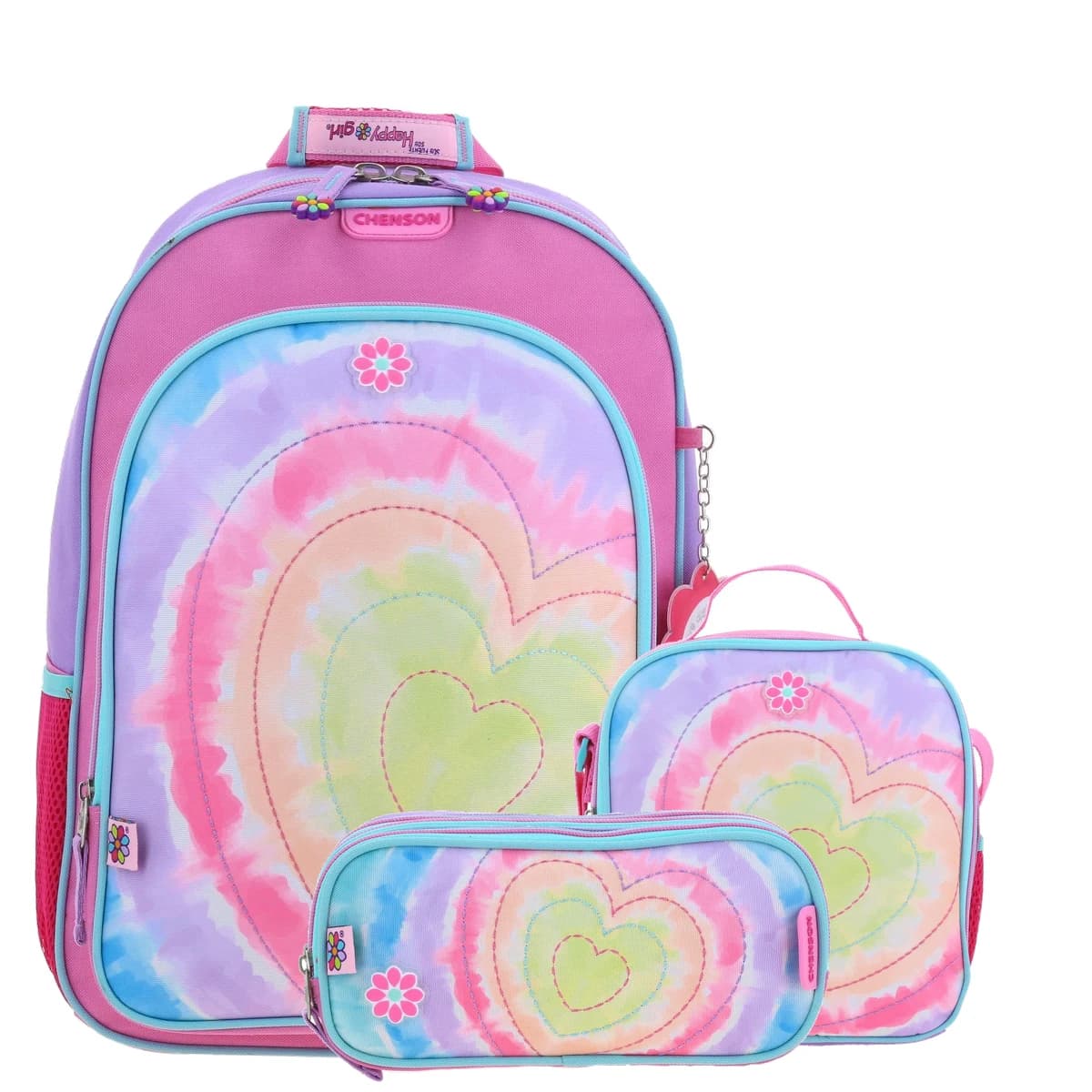 Kit Escolar Happy Girl by Chenson Rosa (Mochila + Lonchera + Lapicera) Infantil - Modelo HG66213, modelo HG66213-KC3