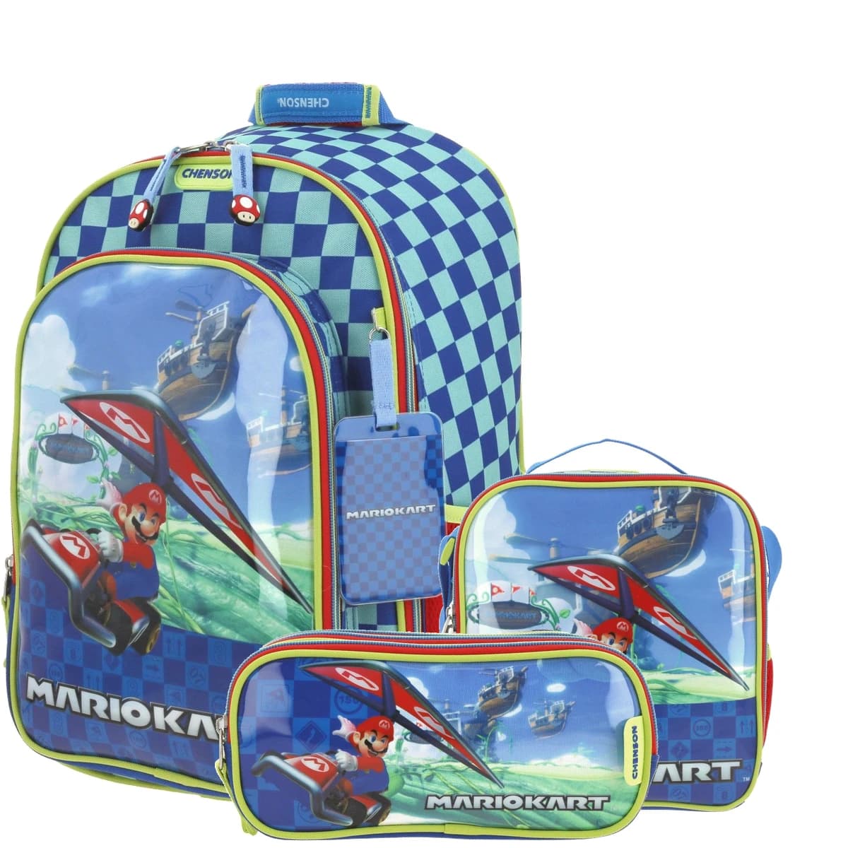 Kit Escolar Mario Bros by Chenson Azul (Mochila + Lonchera + Lapicera) Infantil - Modelo MB66135, modelo MB66135-KC3