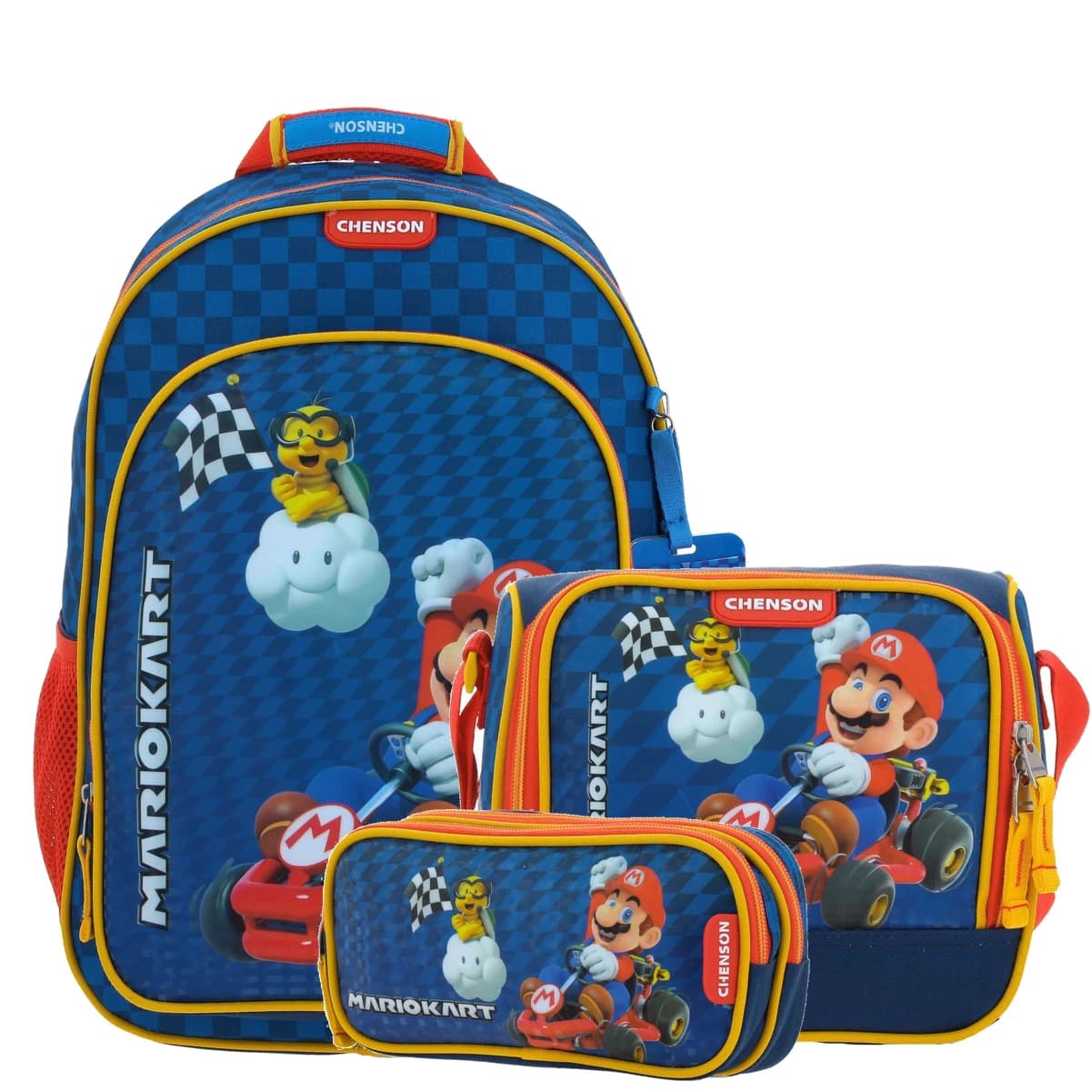 Kit Escolar Mario Bros by Chenson Azul (Mochila + Lonchera + Lapicera) Infantil - Modelo MB66163, modelo MB66163-KC3