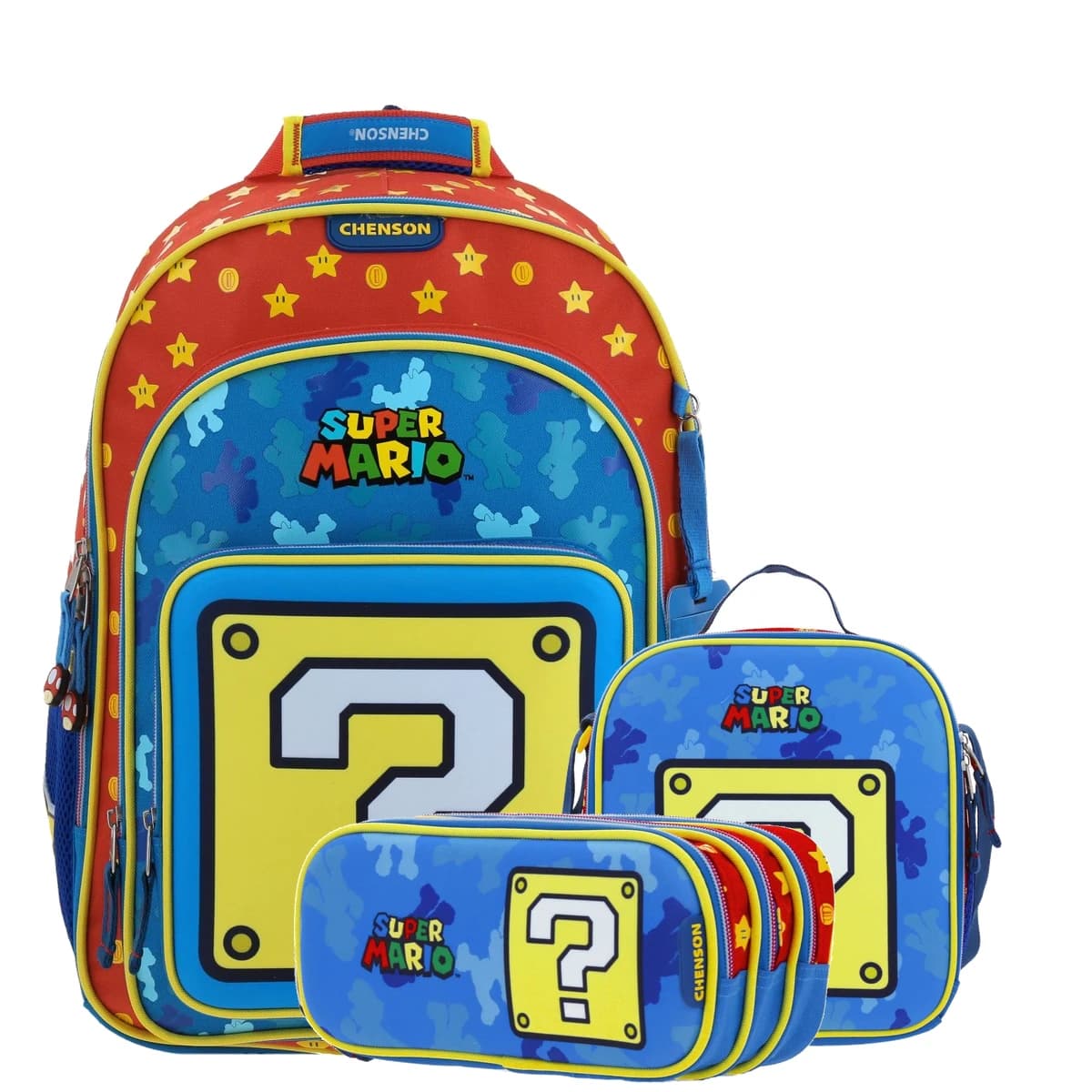 Kit Escolar Mario Bros by Chenson Azul (Mochila + Lonchera + Lapicera) Infantil. - Modelo MB66265, modelo MB66265-KC3