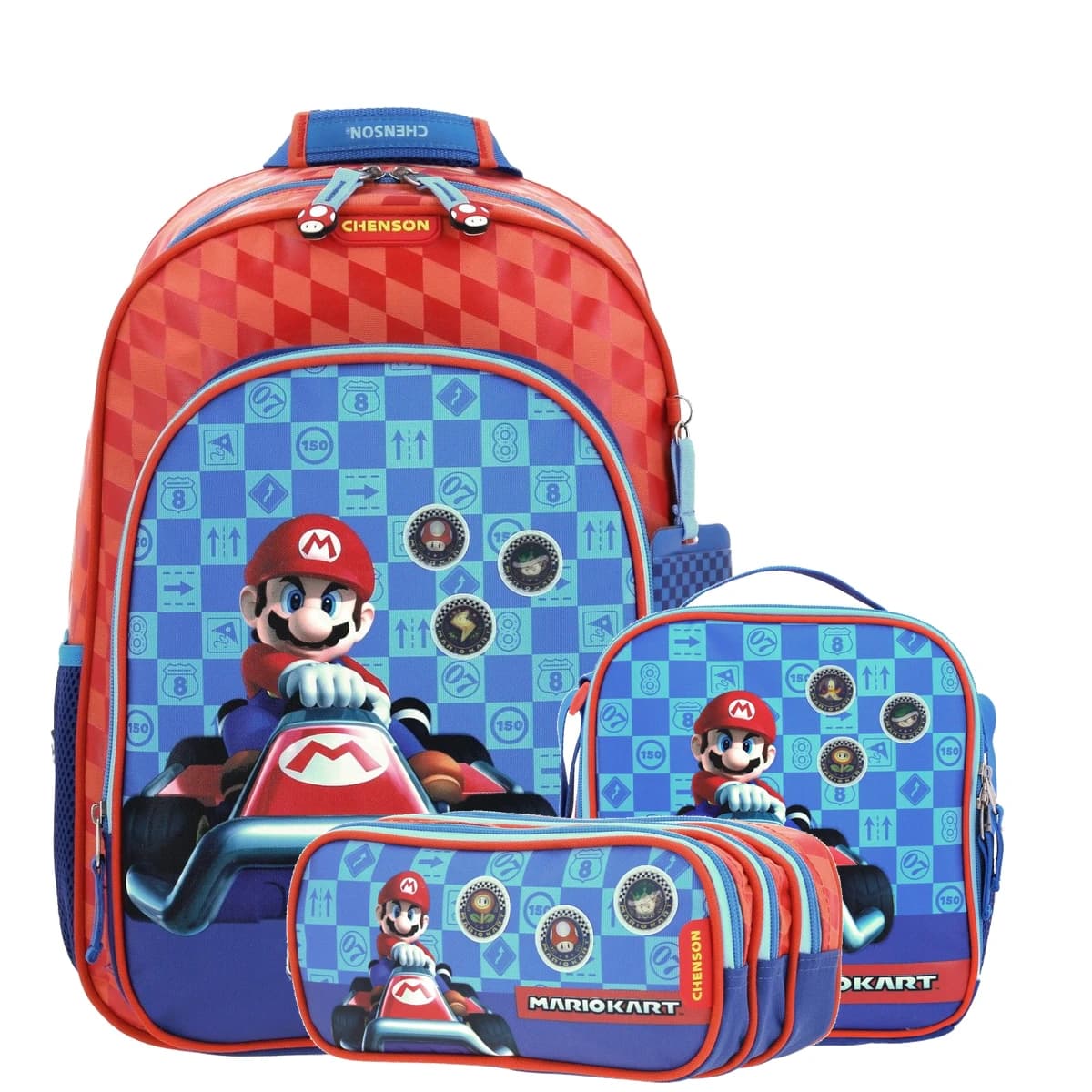 Kit Escolar Mario Bros by Chenson Rojo (Mochila + Lonchera + Lapicera) Infantil - Modelo MB66311, modelo MB66311-KC3