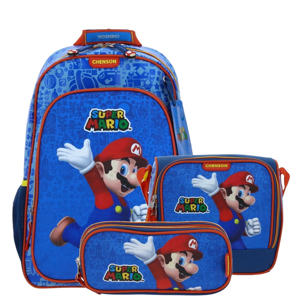 Kit Escolar Mario Bros by Chenson Azul (Mochila + Lonchera + Lapicera) Infantil. - Modelo MB66340, modelo MB66340-KC3