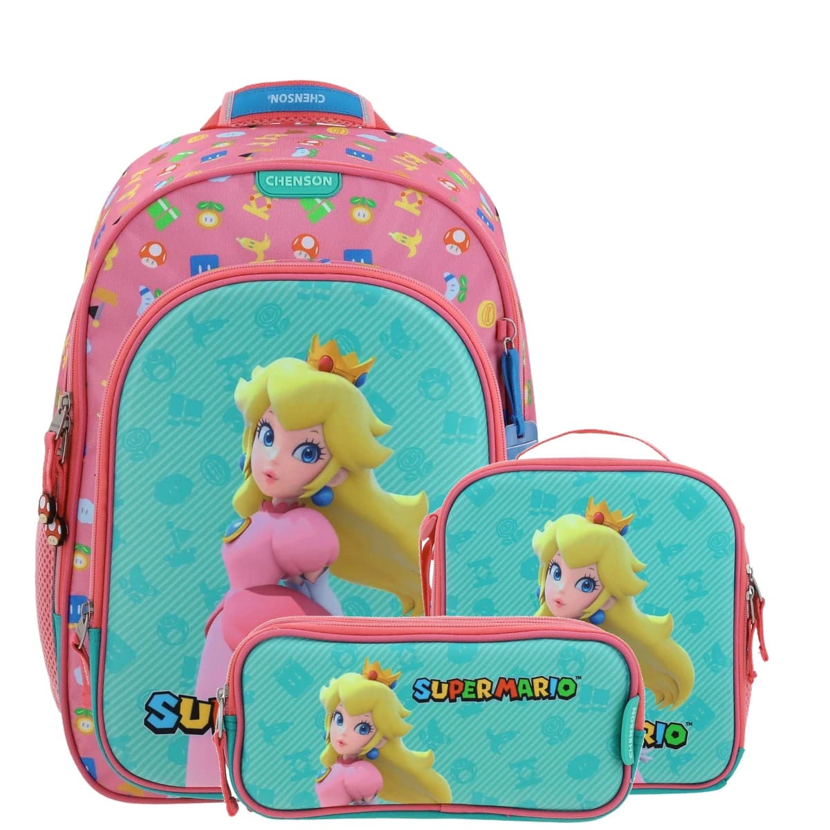 Kit Escolar Mario Bros by Chenson Rosa (Mochila + Lonchera + Lapicera) Infantil - Modelo MB66348, modelo MB66348-KC3