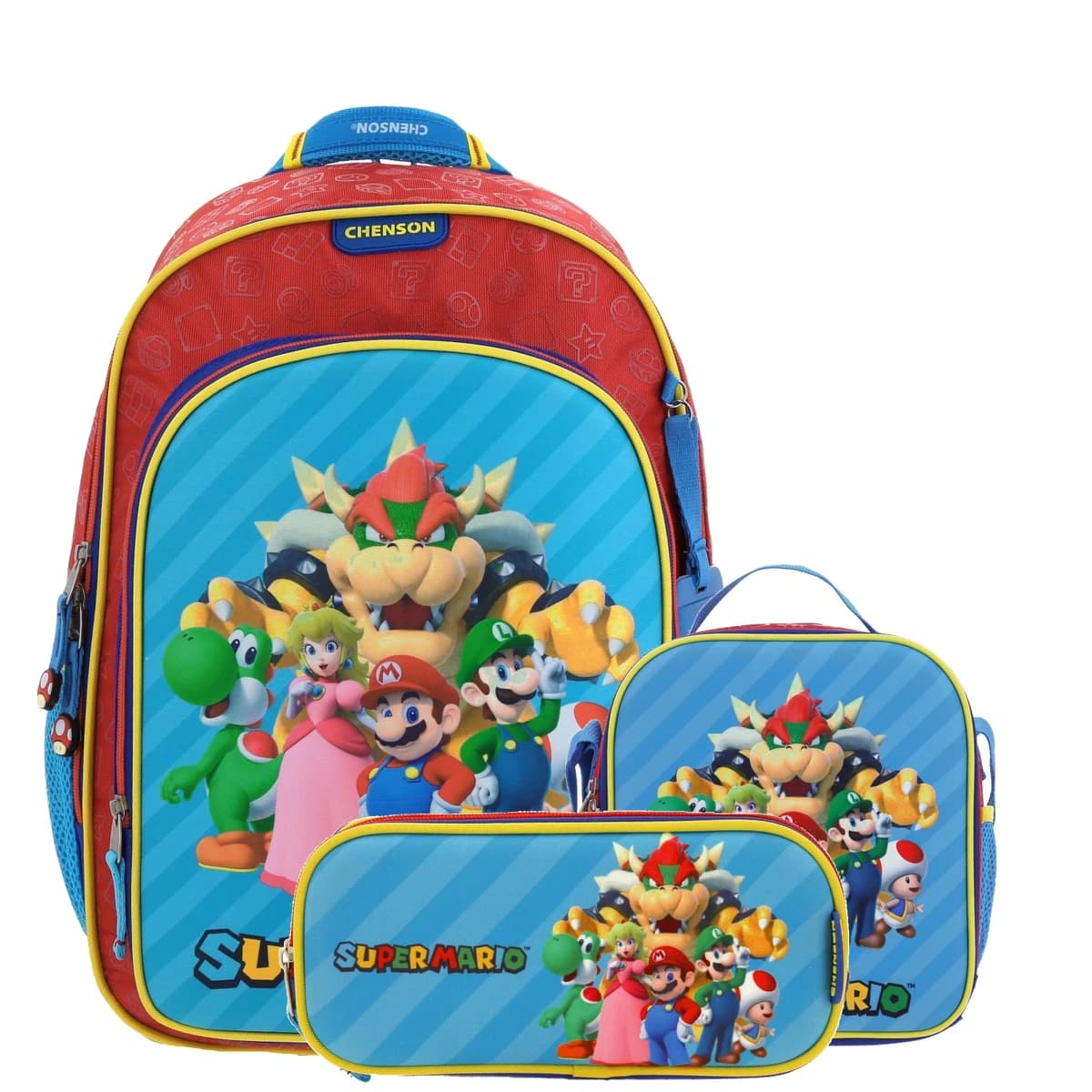 Kit Escolar Mario Bros by Chenson Rojo (Mochila + Lonchera + Lapicera) Infantil - Modelo MB66368, modelo MB66368-KC3