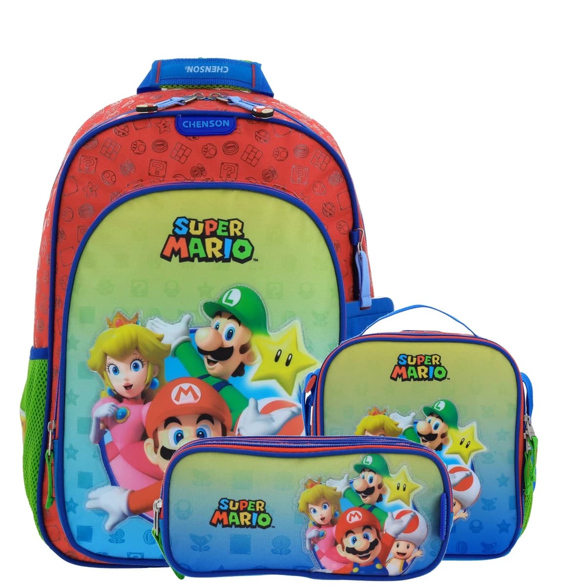 Kit Escolar Mario Bros by Chenson Rojo (Mochila + Lonchera + Lapicera) Infantil - Modelo MB66454, modelo MB66454-KC3