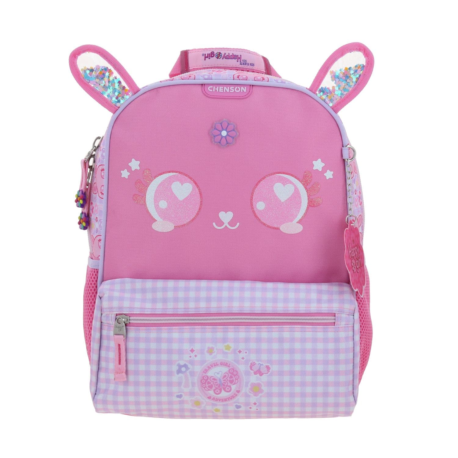Kit Escolar Happy Girl by Chenson (Mochila + Lonchera + Lapicera) Rosa Infantil - Modelo HG66562, modelo HG66562-P-KC3