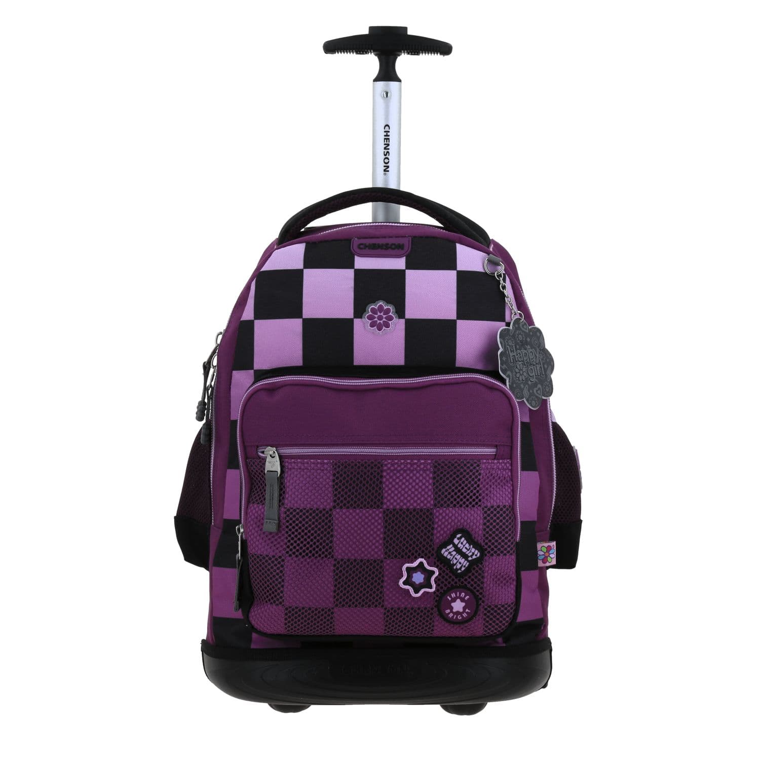 Kit Escolar Happy Girl by Chenson (Mochila con Ruedas + Lonchera + Lapicera) Negro Infantil - Modelo HG70238, modelo HG70238-3-KB3
