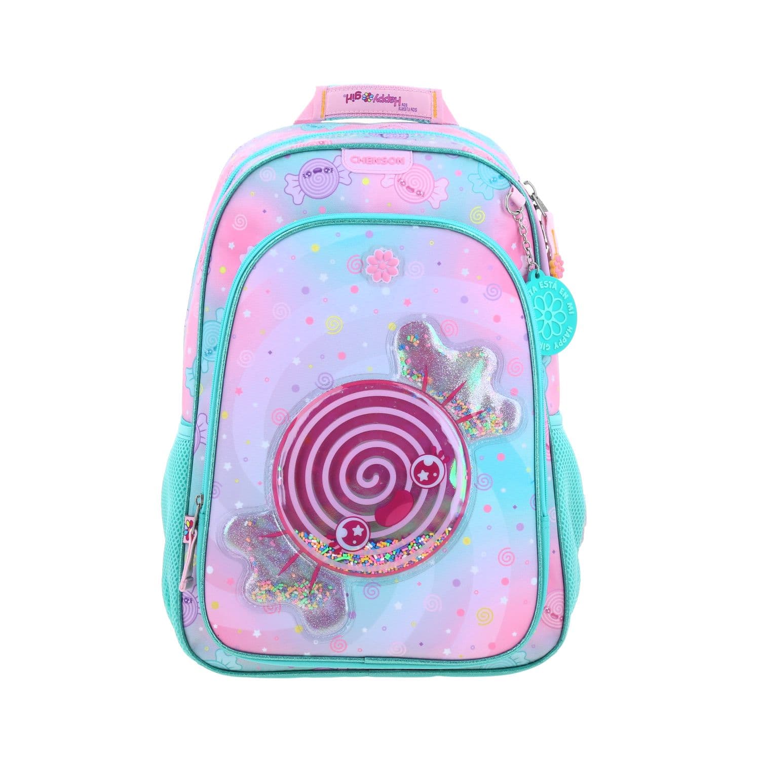 Kit Escolar Happy Girl by Chenson (Mochila + Lonchera + Lapicera) Turquesa Infantil, modelo HG70991-T-KC3