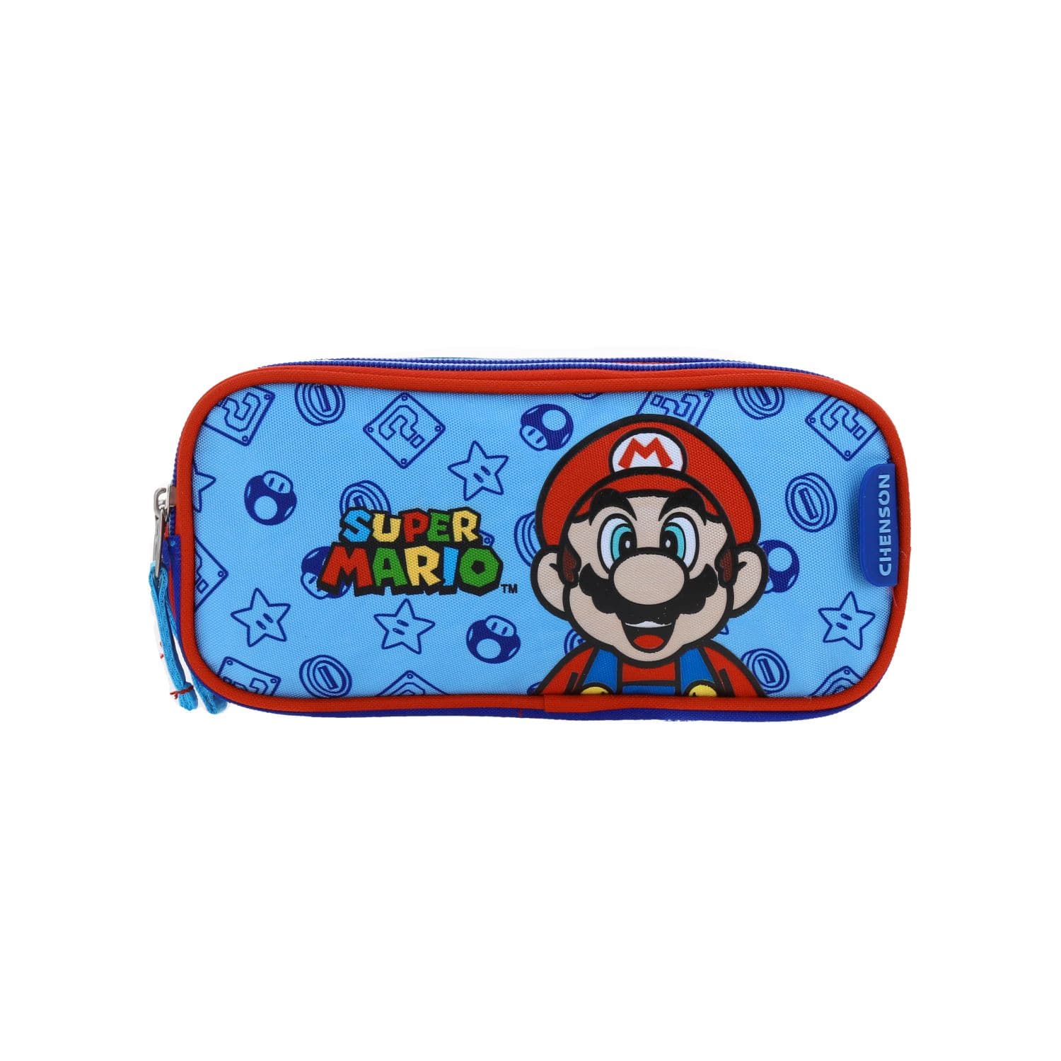 Lapicera escolar para niño Mario Bros by Chenson color azul con doble compartimento - Modelo MB66129, modelo MB66129-9