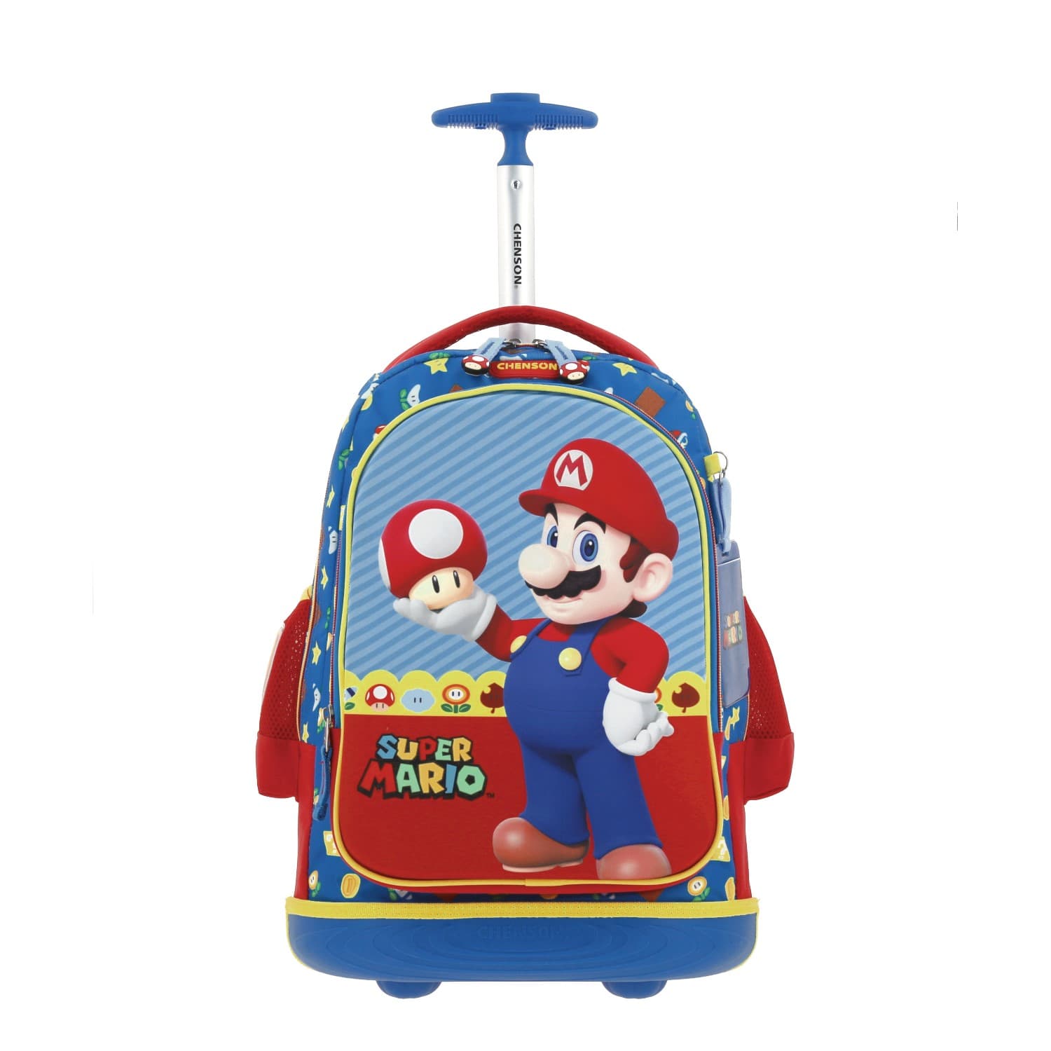 Kit Escolar Mario Bros by Chenson (Mochila con Ruedas + Lonchera + Lapicera) Azul Infantil - Modelo MB66264, modelo MB66264-9-KC3