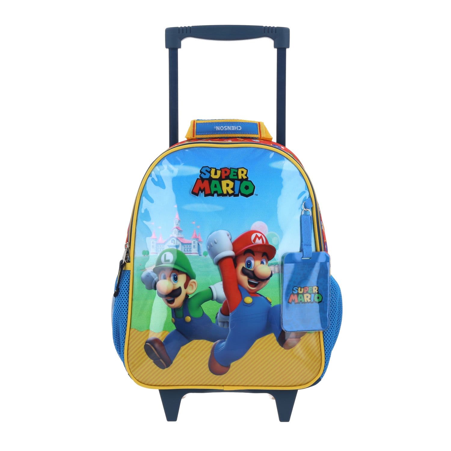Kit Escolar Mario Bros by Chenson (Mochila con Ruedas + Lonchera + Lapicera) Azul Infantil - Modelo MB66585, modelo MB66585-9-KC3