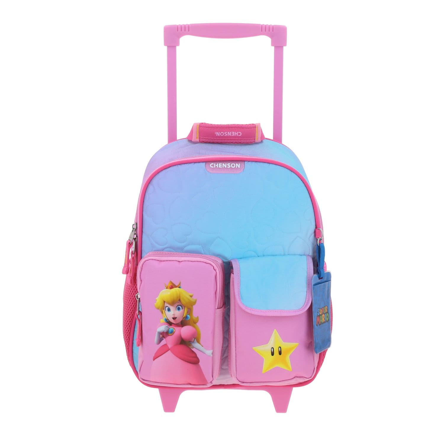 Kit Escolar Mario Bros by Chenson (Mochila con Ruedas + Lonchera + Lapicera) Rosa Infantil - Modelo MB70434, modelo MB70434-P-KB3