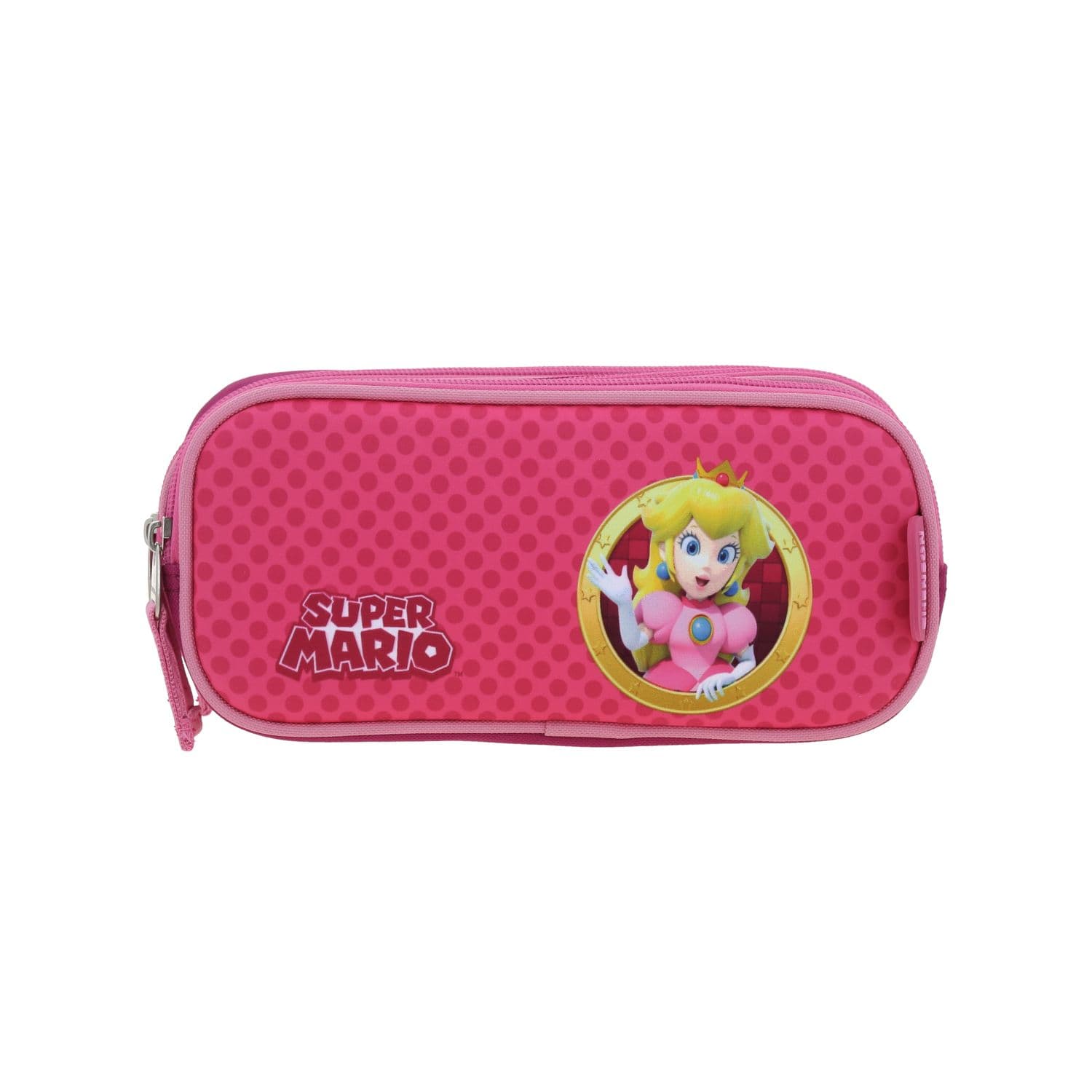 Lapicera escolar para niña Mario Bros by Chenson color rosa con triple compartimento - Modelo MB70735, modelo MB70735-P