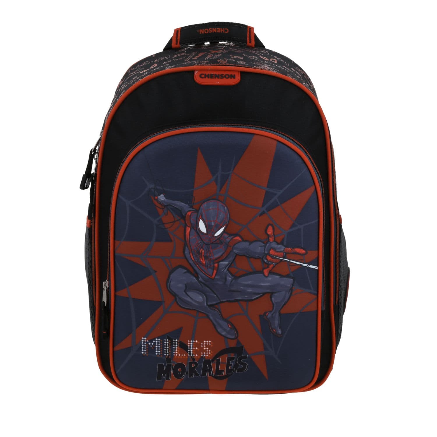 Mochila escolar para niño Spider-Man Miles Morales by Chenson color negro duradera, modelo MM70285-3