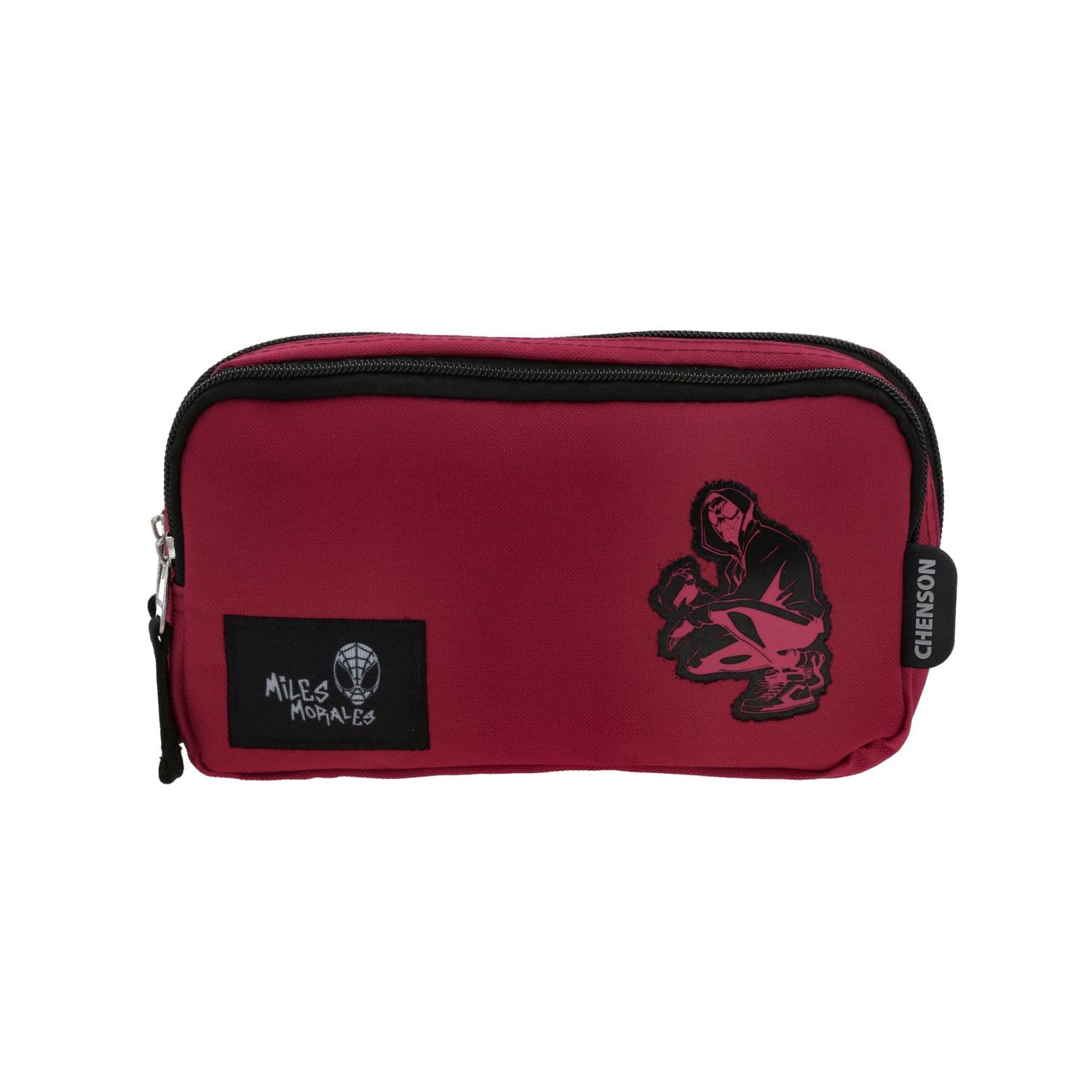 Lapicera escolar para niño Spider-Man Miles Morales by Chenson color magenta - doble compartimento, modelo MM70373-M