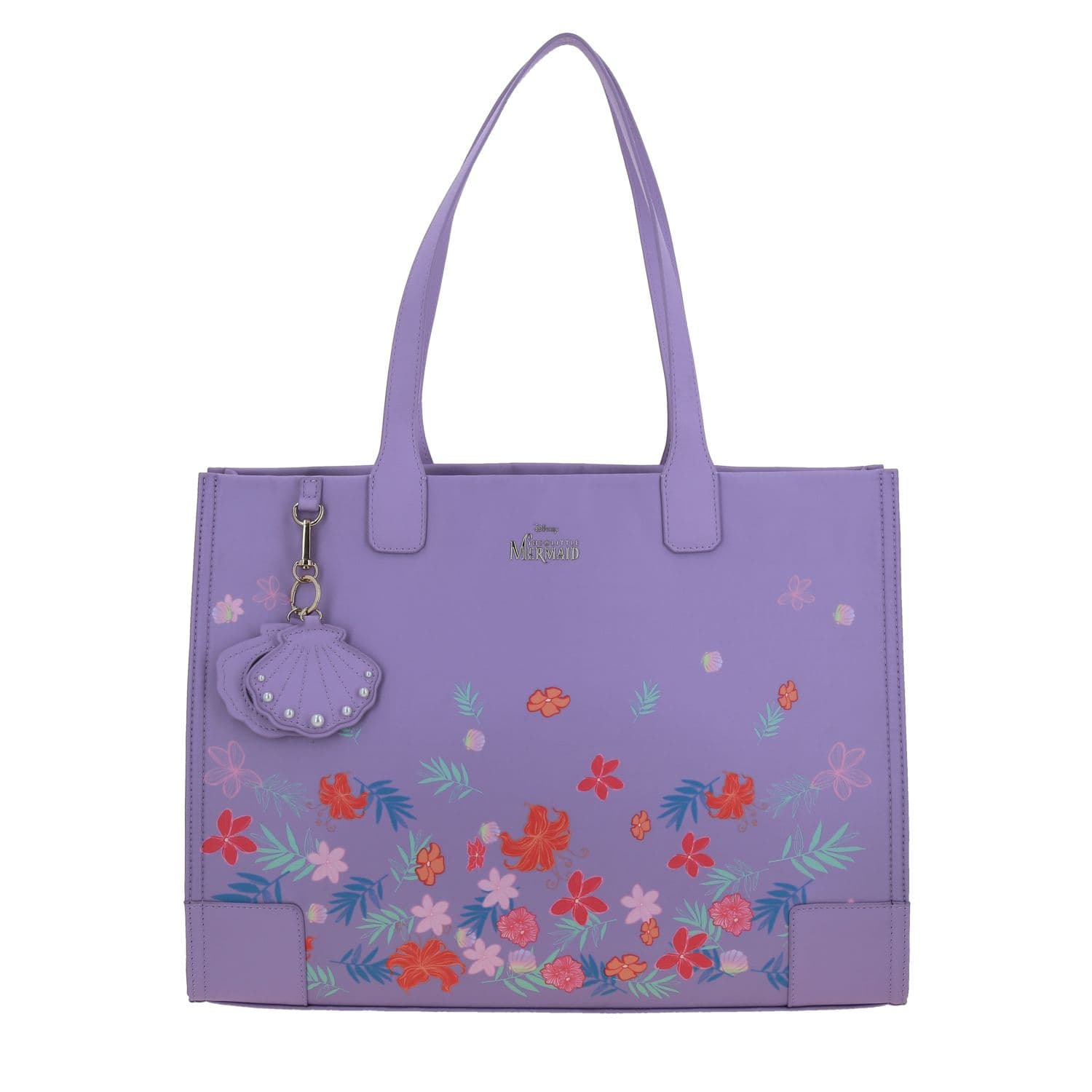 Bolsa grande escolar Ariel La Sirenita Violeta con broche imán - Chenson, modelo PR25001-V