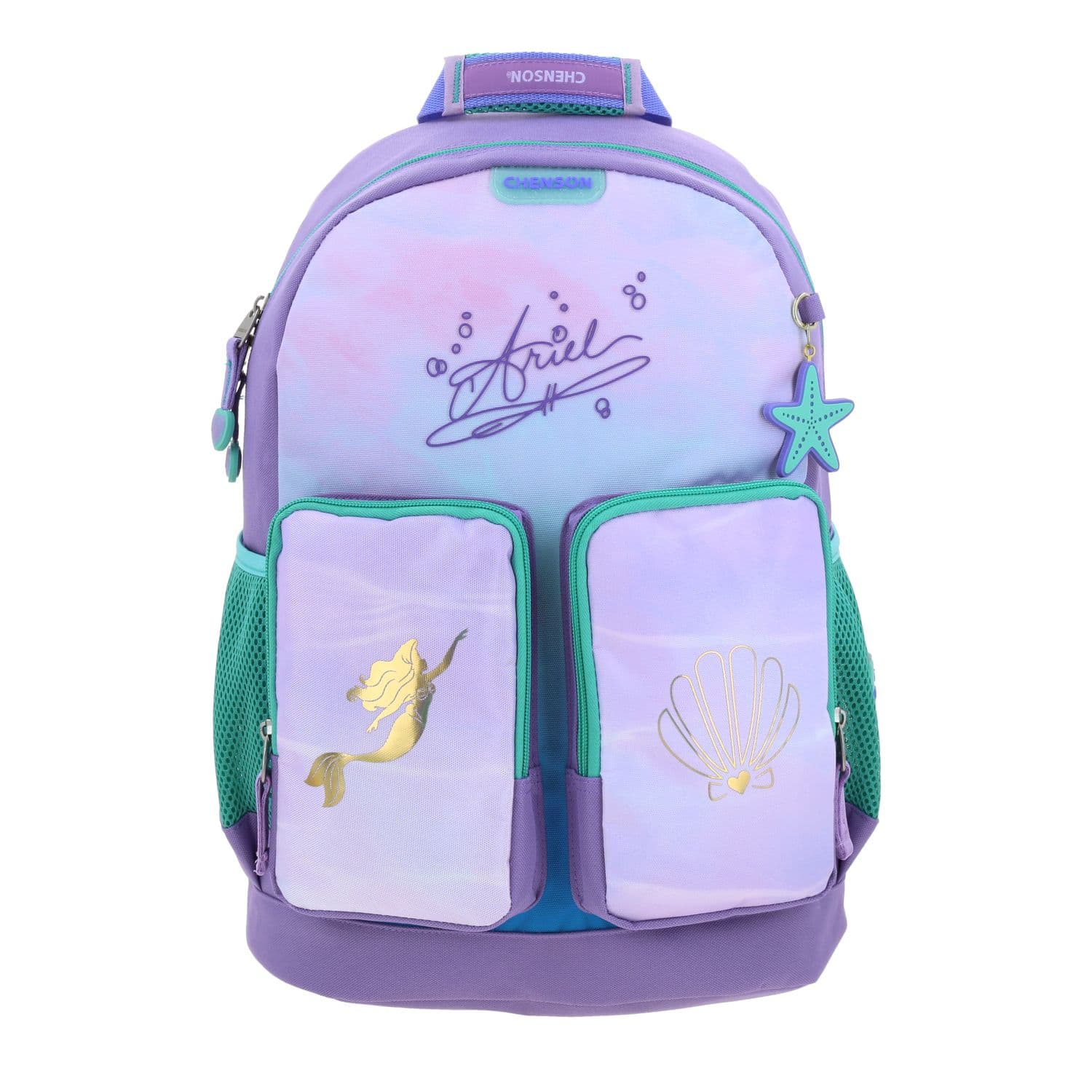 Kit Escolar Ariel La Sirenita by Chenson Mochila + Lonchera Violeta Infantil, modelo PR70266-V-KC2O
