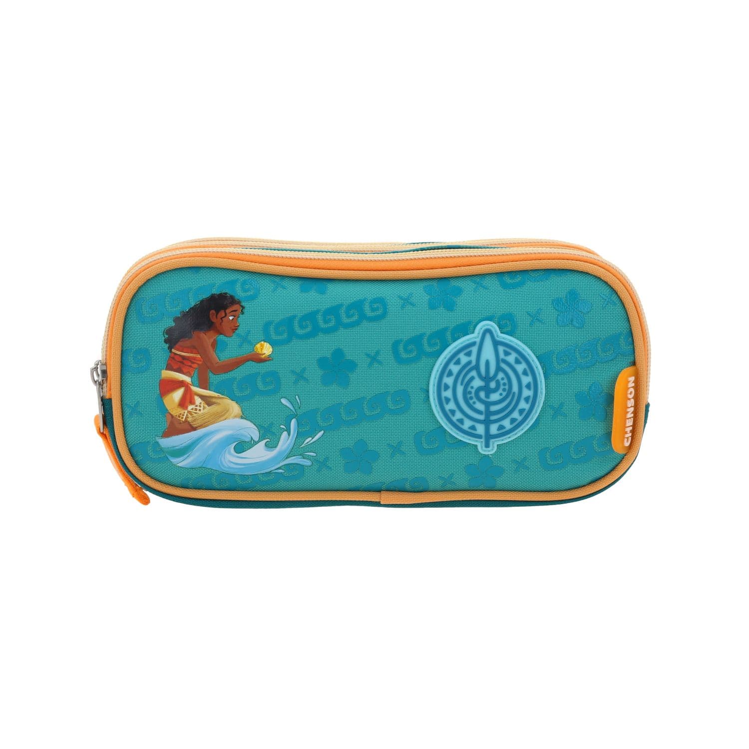 Lapicera escolar Princesa Moana by Chenson Turquesa con triple compartimento, modelo PR70397-T