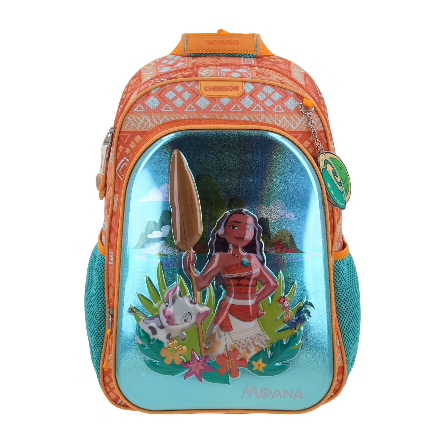 Mochila escolar para niña Princesa Moana by Chenson Naranja con compartimentos, modelo PR70745-O