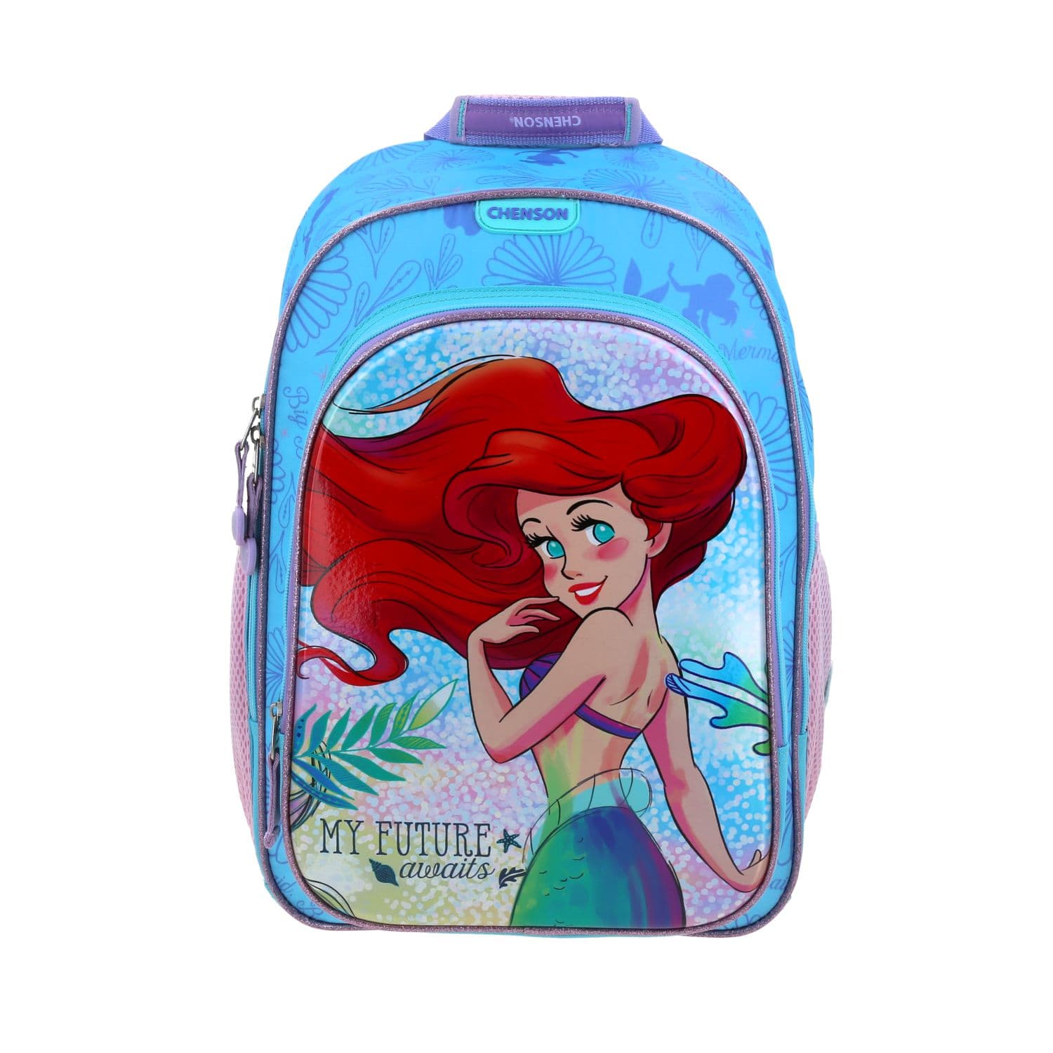 Mochila Escolar Ariel La Sirenita by Chenson Azul - Resistente, modelo PR70951-9